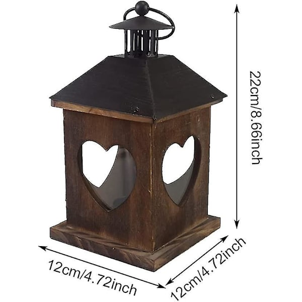 Hängande Tealight-hållare, Vintage Järnlykta, Retro Trälykta, Fristående Lykta, Inomhus