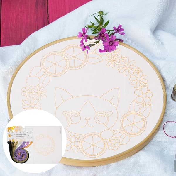 Katt broderisett Nybegynner DIY Håndbroderisett Bomullsmateriale