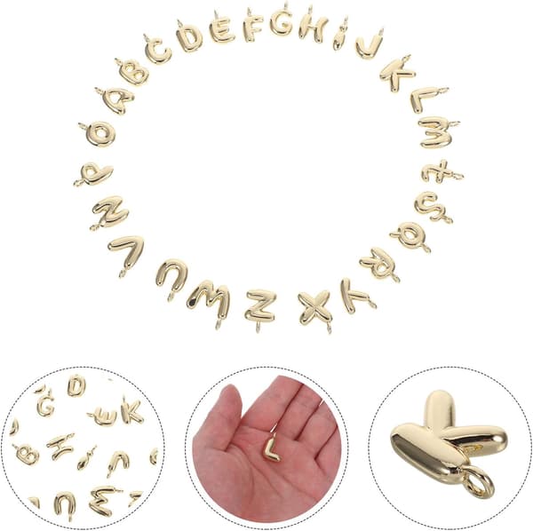 26 st mini guldpläterade alfabetberlocker bokstavsberlocker smycken initialbokstäver
