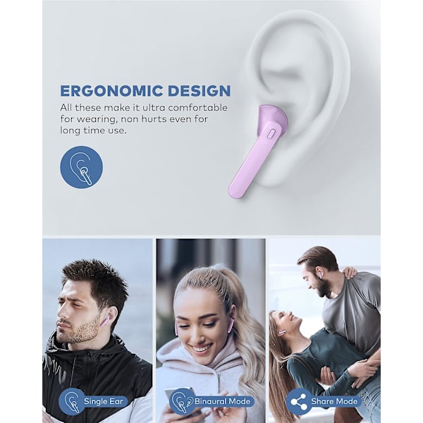 Ægte Trådløse Ørepropper, Vandtætte Bluetooth Ørepropper, 5-6 Timer Spilletid