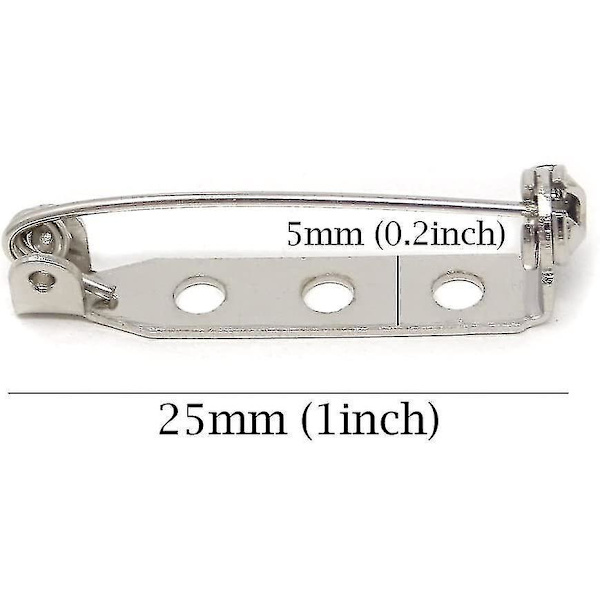 100 stk Sølvfarvede Nålbagstykker Broche Pins Bar Håndværk 25mm