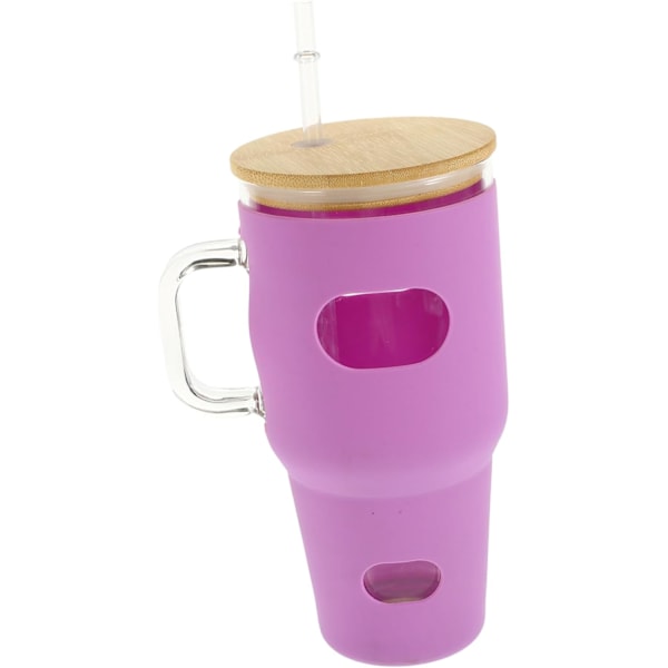 32oz Isolerad Vattenmugg med Sugrör Silikonöverdrag Robust Glasdryckesflaska