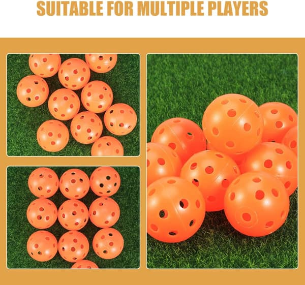12 stk. hule indendørs pickleball-bolde i PE-materiale, orange mini-træningsgolfbolde