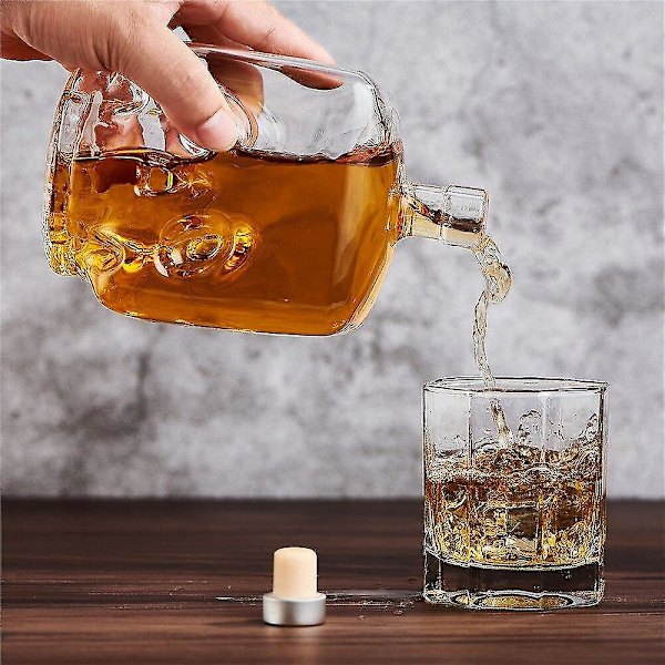 Glas Vinflaske Kvadratisk Kranium Dekanter Lufttæt