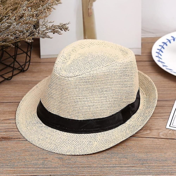 Straw Panama Hat Sun Beach Hat Bred Brem Halm Roll Up Hat Upf 50+ for kvinner (shikai)-yuhao