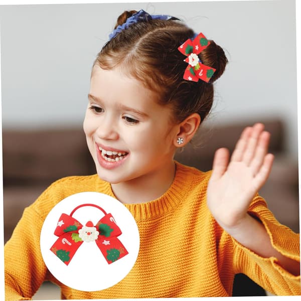2 st julrosetter hårband för flickor elastiska hästsvanshållare rosettknutsdesign för julfester och vardagsbruk