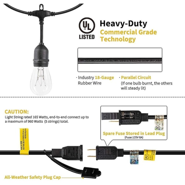 S14 Global Udendørs Lysstreng Kommerciel Kvalitet 10m10stk