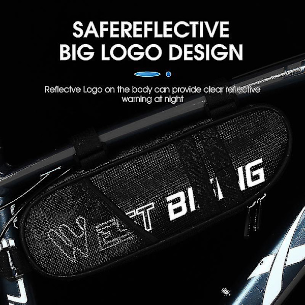 West Biking Yp0707270 1.3l Refleks Cykelramme Taske Toprør Taske Vandafvisende Cykeltaske