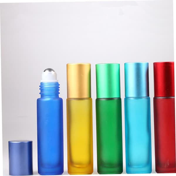 14st Färgglada Matta Tomma Parfymflaskor Blandade Glas Roll-on Behållare
