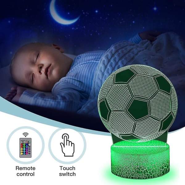 Fotball 3d nattlyslampe fjernkontroll berøringskontroll
