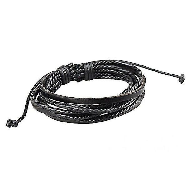 Læder Wrap Flettet Armbånd Manschet Punk Armbånd
