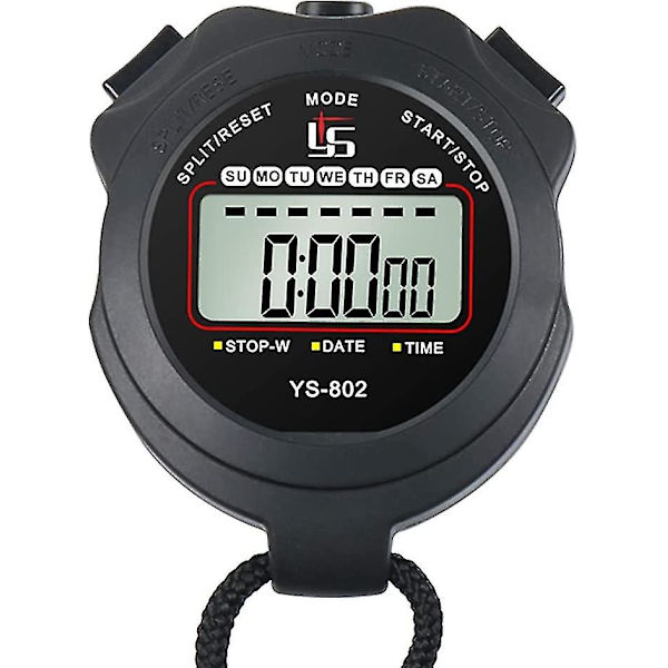 Digital Sport Stoppur Timer, Enkelt Varv/Delminne Stoppur Nedräkning