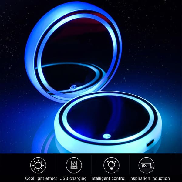 2 stk LED Bilkoppunderlag Universal Sklisikre Koppholdere Lysende Koppunderlag