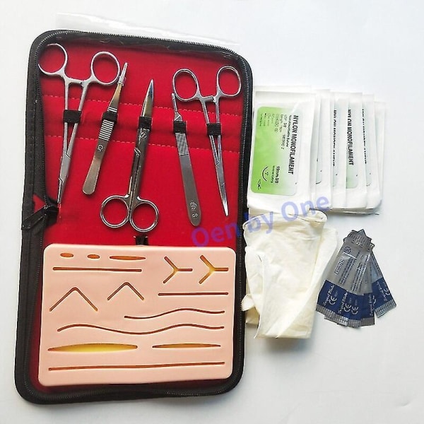 Kirurgisk Suture Kit Hud Operer Pad Nål Saks Værktøjer