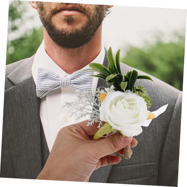 Simulert Blomsterknapphullsblomst for Bryllup Elegant Kunstig Nål