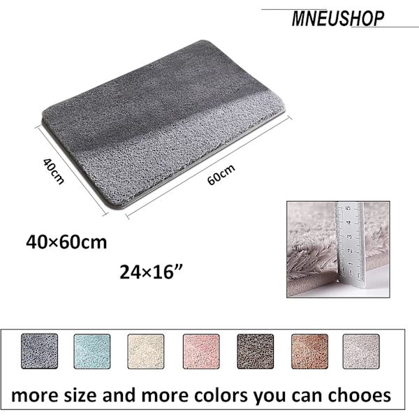 40 cm x 60 cm Badematte med Antislipp - Kan Vaskes - Myk Badekarmatte Pink