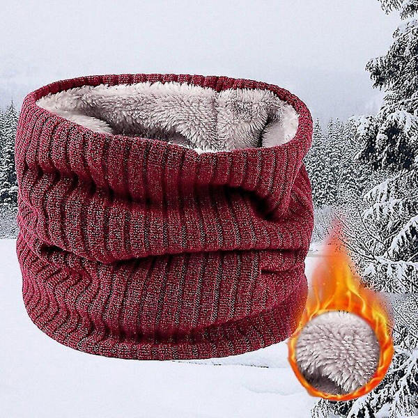 Vinterhalsduk för Män Fleece Ring Bandana Stickad Varm Solid Halsduk Kvinnor Halsvärmare B10-solid