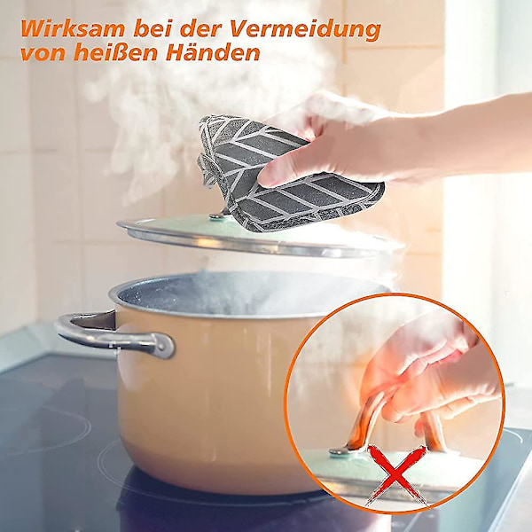Grydelapper, Ovn Handsker Varmebestandig 300c Med 2 Silikon Ovn Handsker Sort Gave