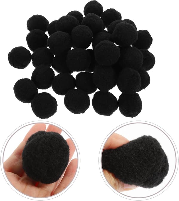 50 stk. sorte 4 cm højelastiske pomponkugler DIY-håndværk fluffy kugler til tøj, hatte, tilbehør, huepynt