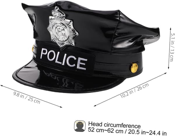 Polis Cosplay Hatt PU Material Scenföreställning Tillbehör