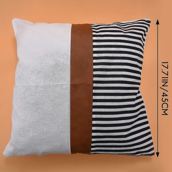 Sæt af 2 Patchwork Linen Boho Pudebetræk, 18x18 Tommer