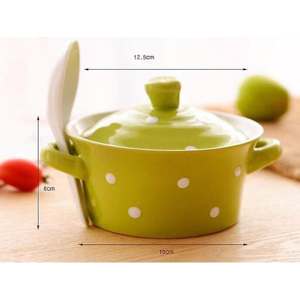 Dots Koreanska Mini Keramiska Gryta Stockpot Lock Spoon Skålar