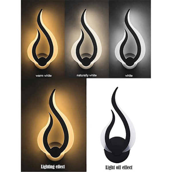 Vegglampe med plugg, 1 stk eller 2 stk, dimmbar LED, 10W, moderne innendørs