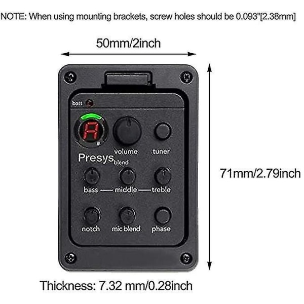 Gitarforforsterker 3-bånds equalizer Piezo pickup Tuner LCD