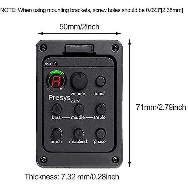 Gitarrförförstärkare 3-bands Equalizer Piezo Pickup Tuner LCD