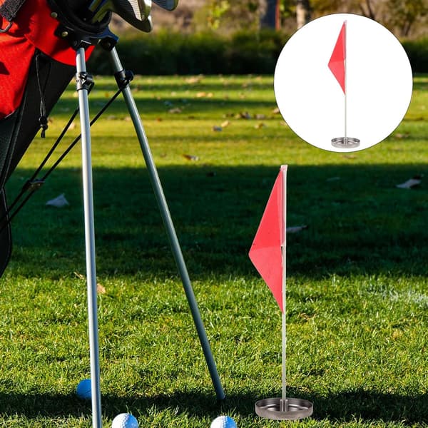 2 stk. golføvelsesputtekopper med flag 10 cm rustfrit stål hulputterkopper