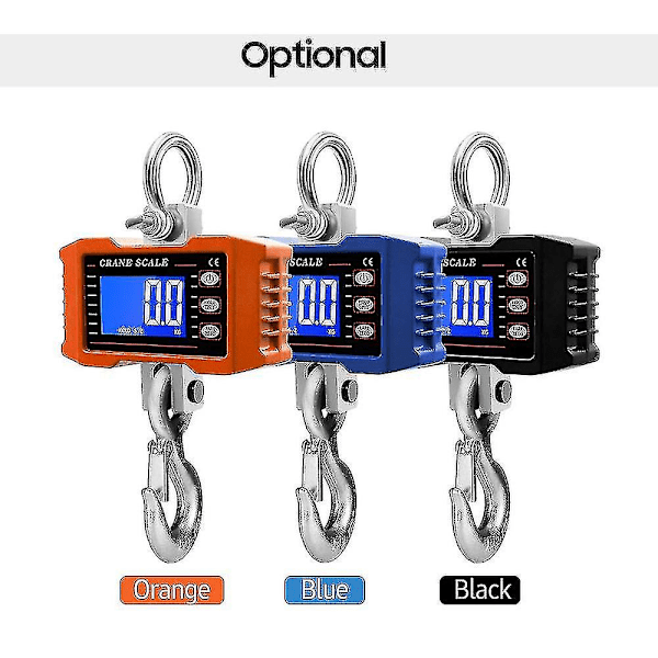 Digital Hängande Vågskala med Fjärrkontroll 1000kg/ 2204lbs Bärbar Tung Lyftkransskala LCD-Bakgrundsbelysning Industriella Krokskalor Black