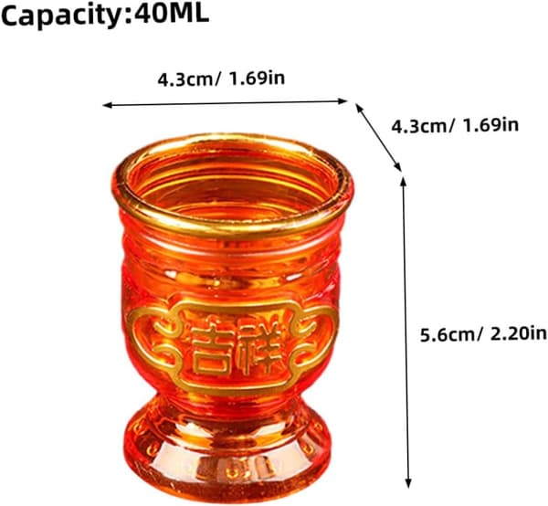 6 stk. dekorative offerkopper for tempel- og zen-rom Halvtransparente tilbedelseskopper