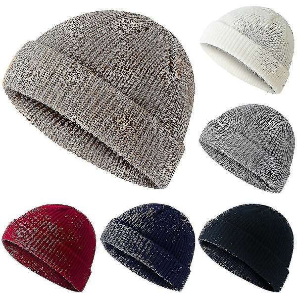Varm Stickad Mössa Fiskarhatt Skully Skidmössa, elrosa