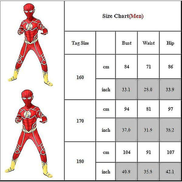 The Flash Superheltekostume Performance Outfit Til Børn Drenge Mænd 160