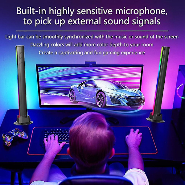 2 kpl Älykkäät LED-valopalkit RGB Musiikkisynkronointi TV-pelihuoneeseen