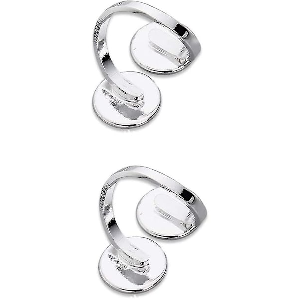 10 st Ringbaser Tomma Bezel Justerbar Kopparplatta Cabochonbas Flat Rund Fingerringar Komponenter för Smyckestillverkning Fynd