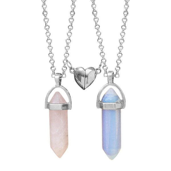 Matchande hjärthalsband Äkta kristallhållare Halsband Kristaller Smycken för kvinnor och män Flickor Pojkar 4