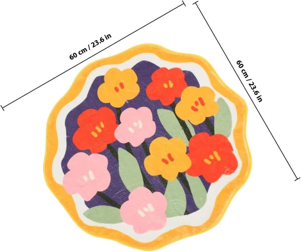 Blomsterstil Polyester Bademåtte Tæppe til Badeværelse og Toilet, Vandabsorberende