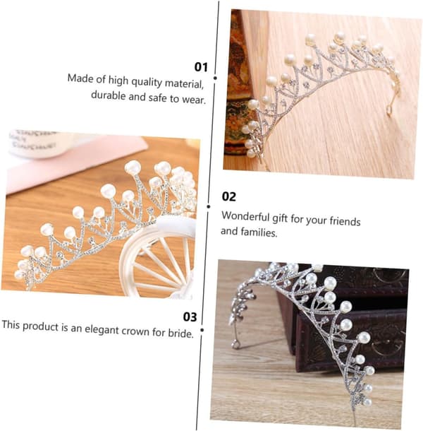 Brudekrone Perle Rhinestone Hovedbeklædning Elegant Bryllupshårpynt