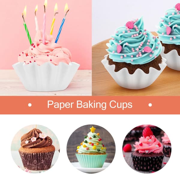 100 stk engangs papir cupcakeformer for baking, hvite muffinsformer som ikke er lette å deformere