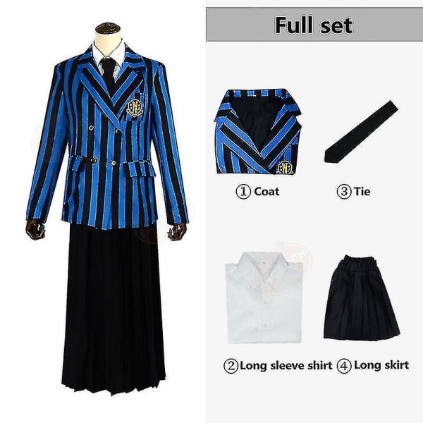 Onsdag Addams The Addams Nevermore Costume Uniform Suit Set Kvinnliga kläder L Style 2
