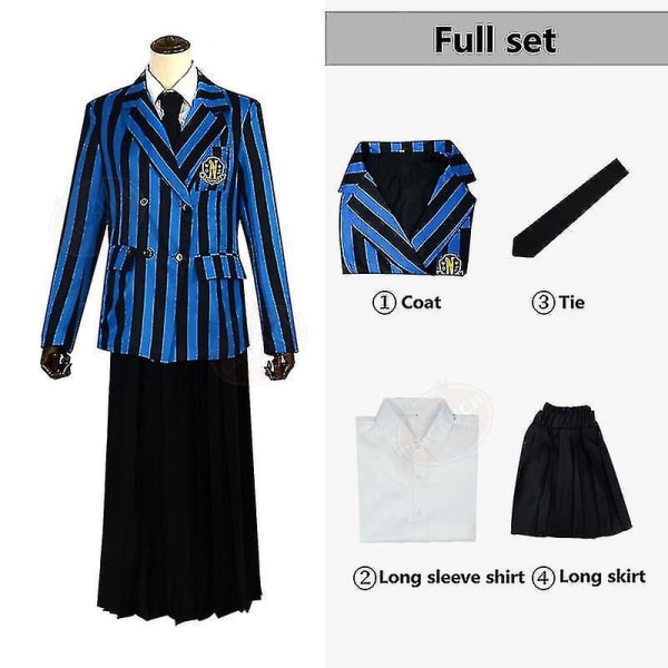 Wednesday Addams The Addams Family Nevermore Kostym Uniform Set Kvinnokläder XL Style 2