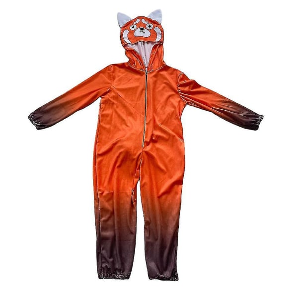 Turning Red Jumpsuit för Barn Röd Huvad Bodysuit Fint Upp Onesie Prestanda Kostym 5-6 Years