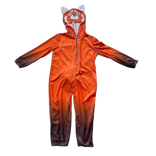 Turning Red Jumpsuit för Barn Röd Huvad Bodysuit Fint Upp Onesie Prestanda Kostym 8-10 Years
