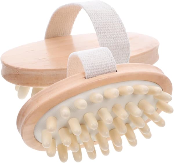 2 stk. træmassagebadebørste til shampoo, hovedbundsbørste, brusehårskrubber til brug under bad og bruser