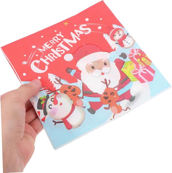 1 pose glædelig jul servietter engangspapirservietter julepynt julemandstema pose