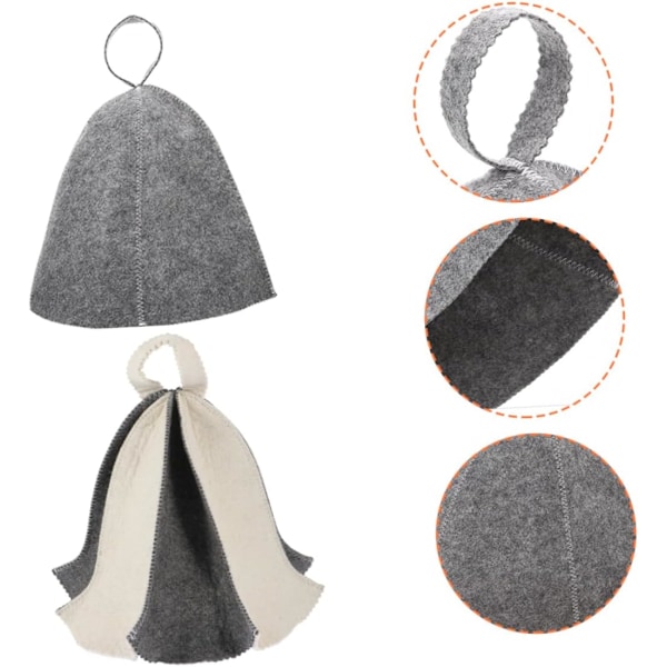 2 stk. Filt Dusjhette Filt Badstue Filt Vaporarium Hatt Pustende Ull Badstue Liner Badehette