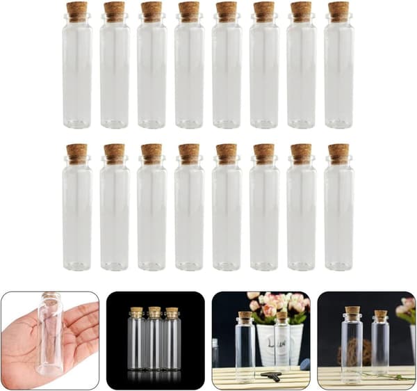 24 st DIY korkönskeflaskor Små önskeflaskor 18 ml glas med korkpropp
