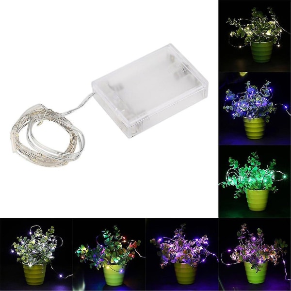 Hög Effektiv 10m 100 LED 3AA Batteri Silver Wire String Light