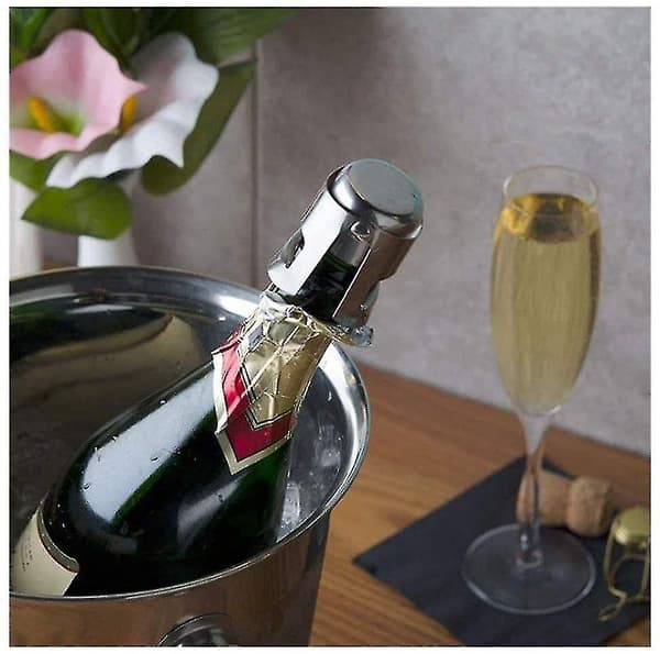 Champagnepropper til mousserende vin - Rustfrit stål vakuumprop 1 stk - sølv